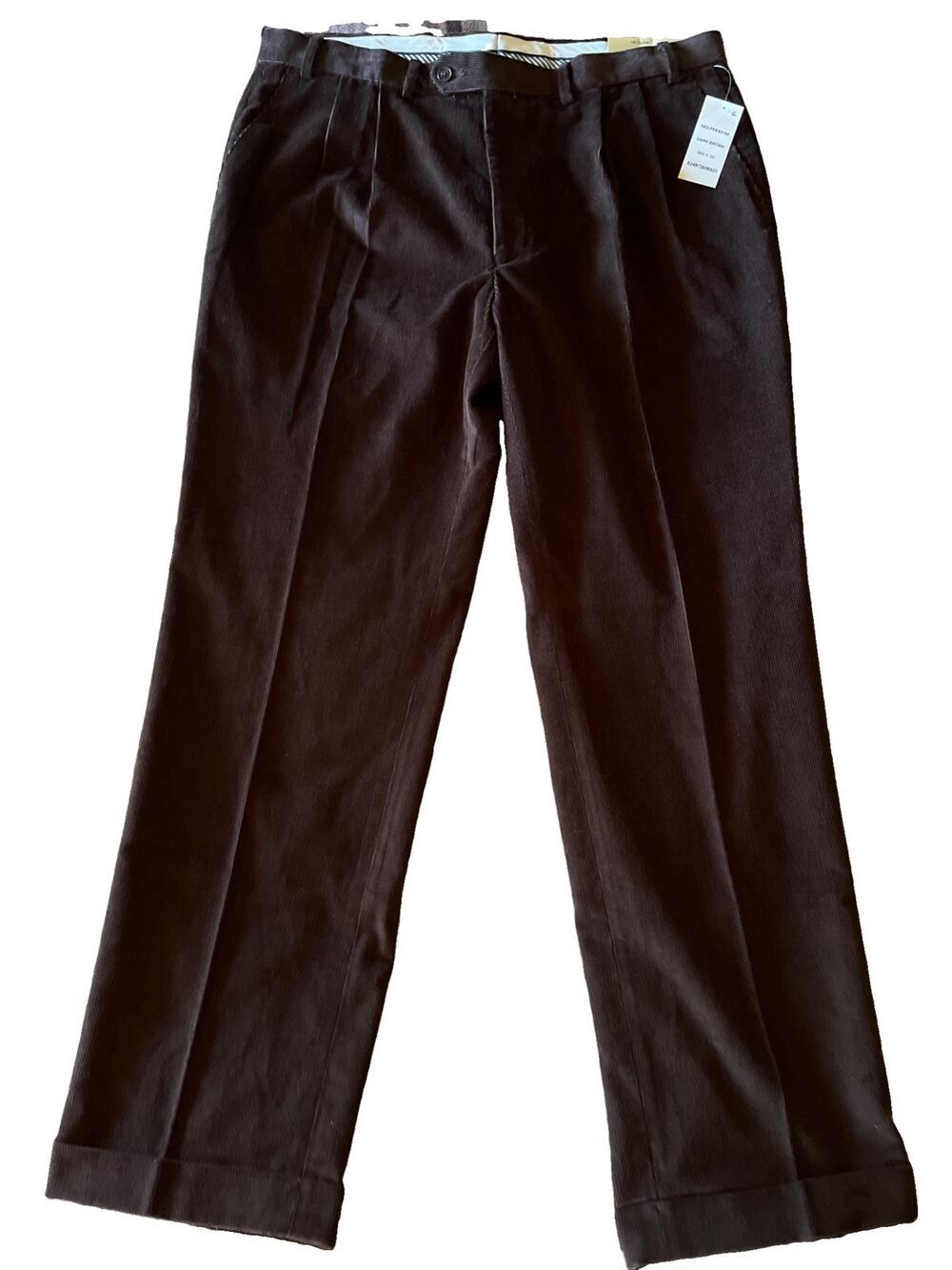 NEW MENS RALPH LAUREN DARK BROWN CORDUROY FLAT FRONT PANTS SIZE 38X32